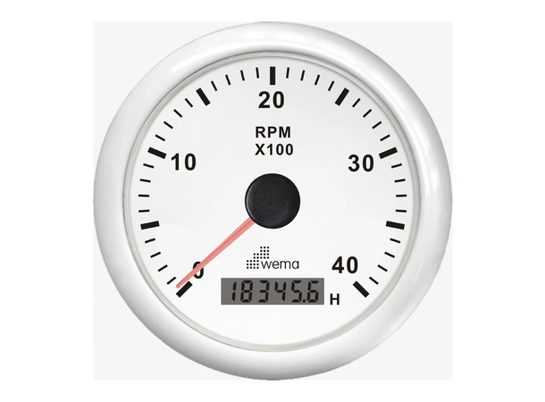 WEMA Turteller m/Timeteller 0-4000 RPM Hvit